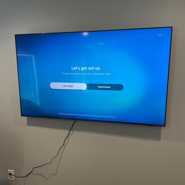 Flat-screen TV mounted on a wall